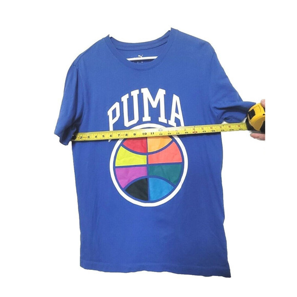 Puma Box Out Basketball Graphic T-Shirt Mens Size M Blue Casual Crew Neck - Picture 4 of 6